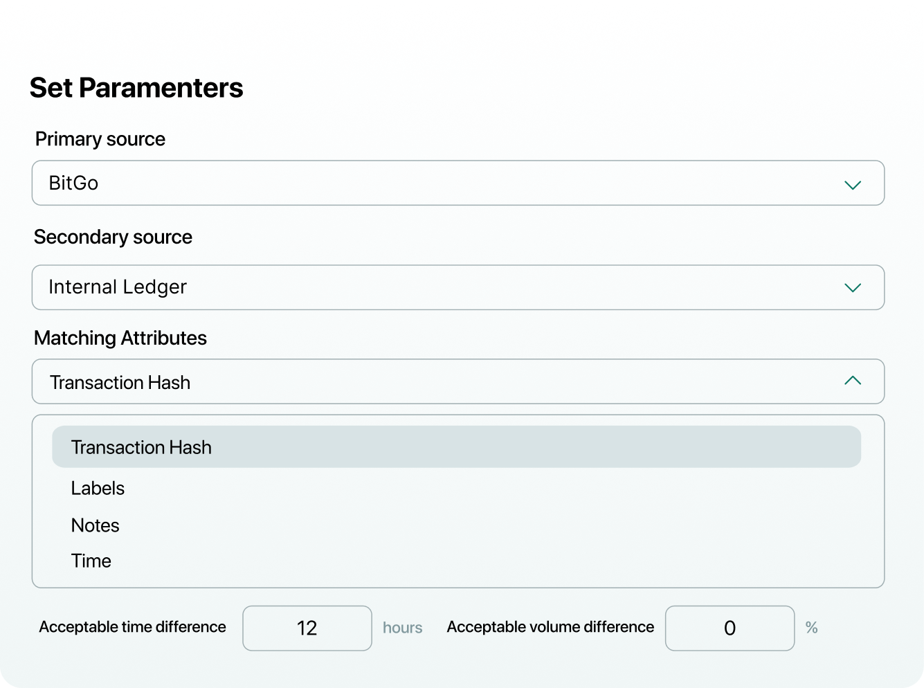 Set parameters